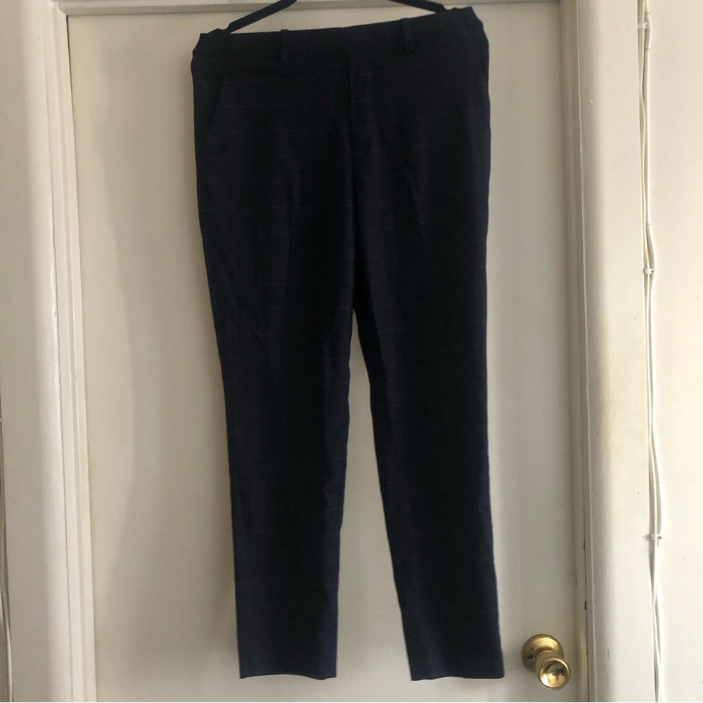 ❤️Uniqlo Navy Blue Checkered Ankle Pants Career Workwear Size S
